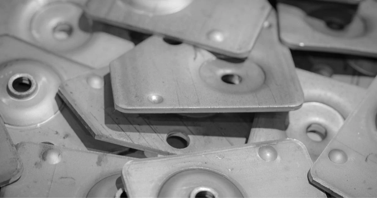 Close-up of stamped sheet metal parts